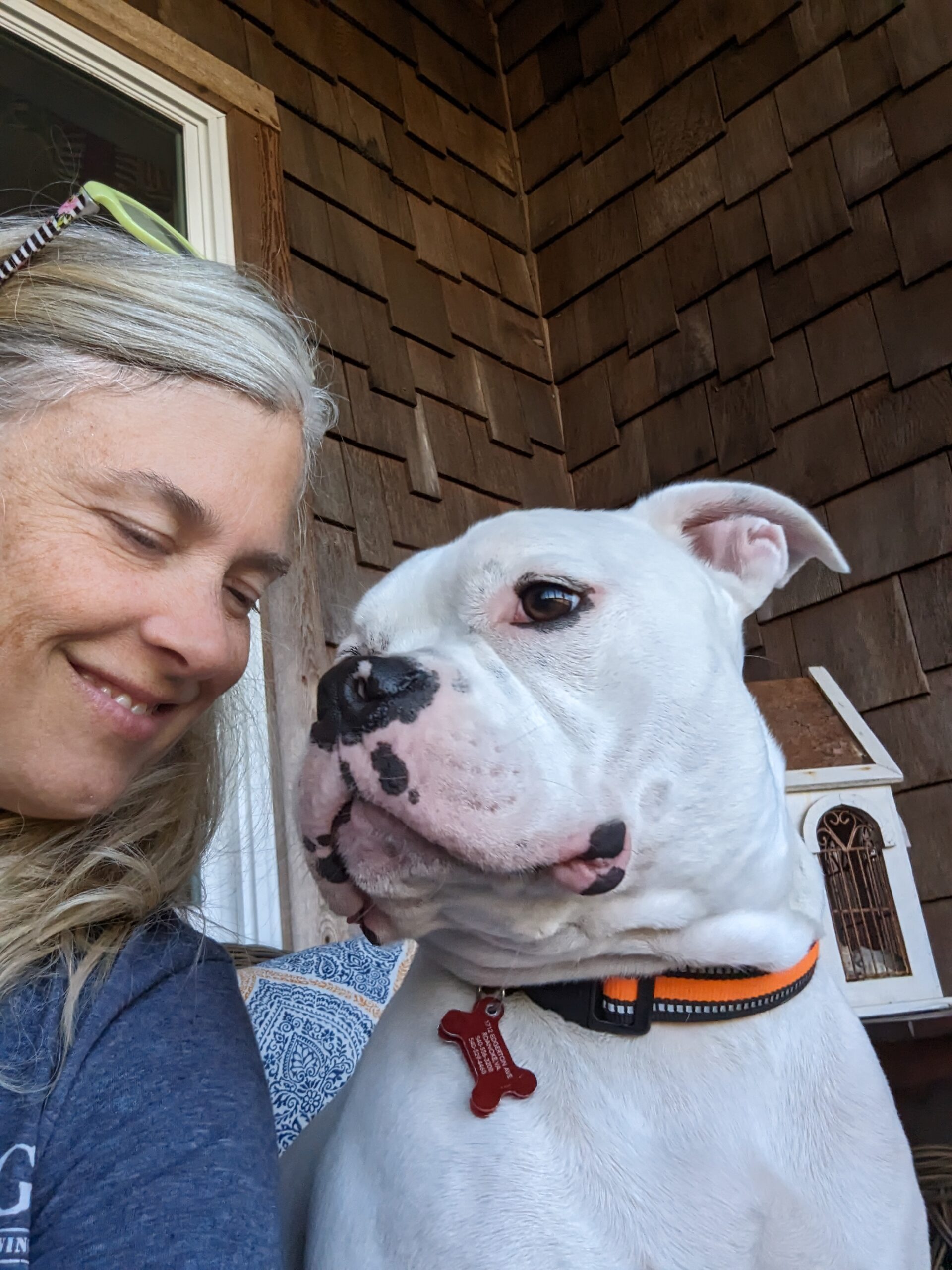 Dr. Mel and Cannon looking at each other